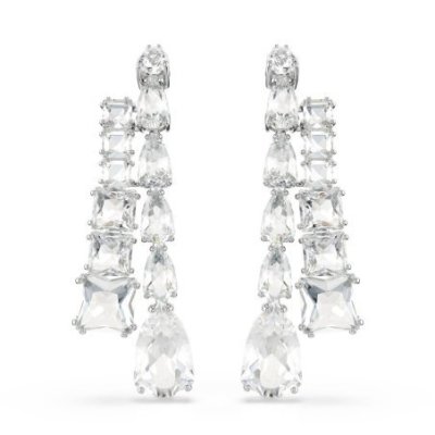 Swarovski - Orecchini Matrix Pendenti - Cristalli Bianchi - Placcato Rodio