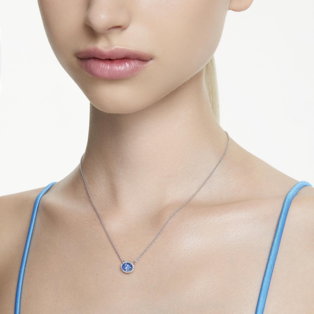 Swarovski - Collana Una Angelic - Zirconia Blu - Placcatura Rodio