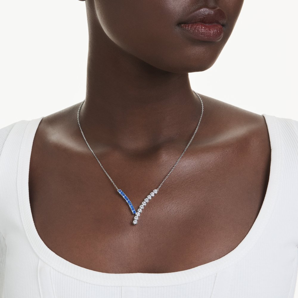 Swarovski - Pendente Matrix - Zirconia Blu - Placcatura Rodio