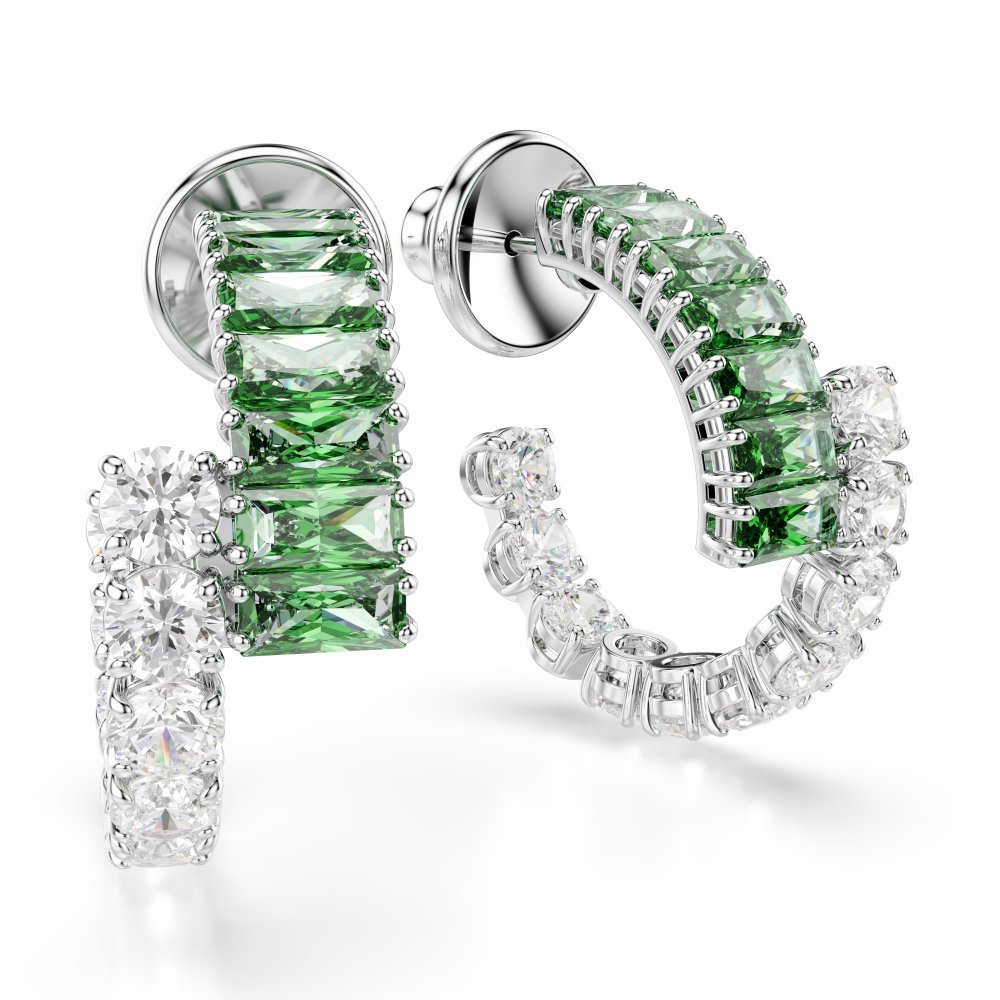 Swarovski - Orecchini Matrix - Zirconia Verdi - Placcatura Rodio