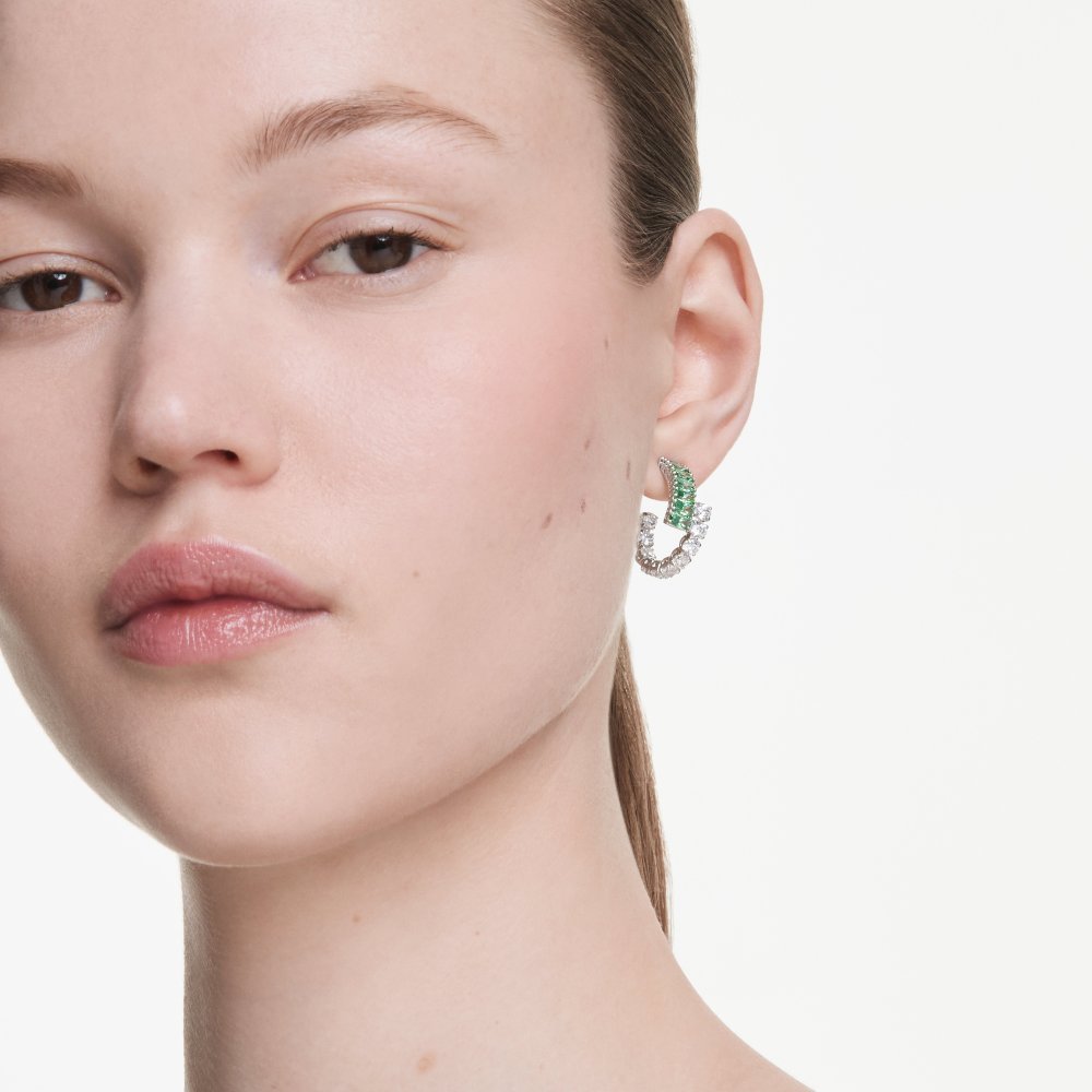 Swarovski - Orecchini Matrix - Zirconia Verdi - Placcatura Rodio