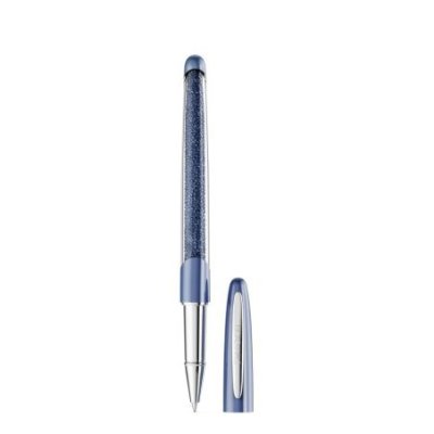 Swarovski - Penna Roller Crystalline Nova - Blu - Cromato
