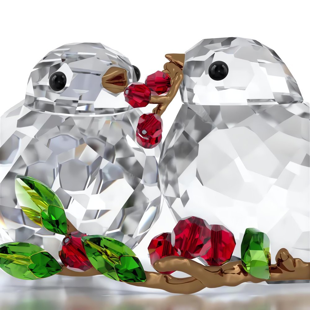 Swarovski - Idyllia Coppia Di Uccelli - Cristallo - Rosso
