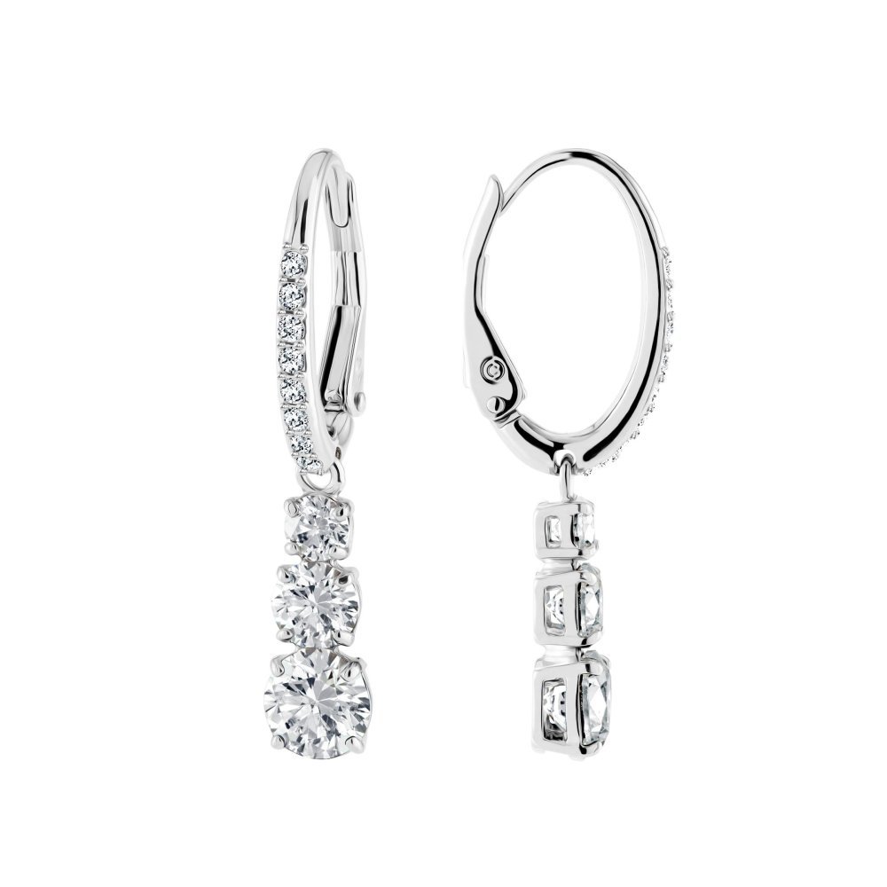 Swarovski - Orecchini Trilogy - Cristalli Bianchi - Placcato Rodio