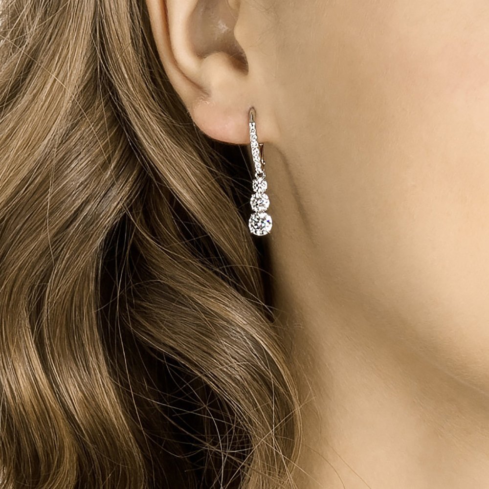 Swarovski - Orecchini Trilogy - Cristalli Bianchi - Placcato Rodio