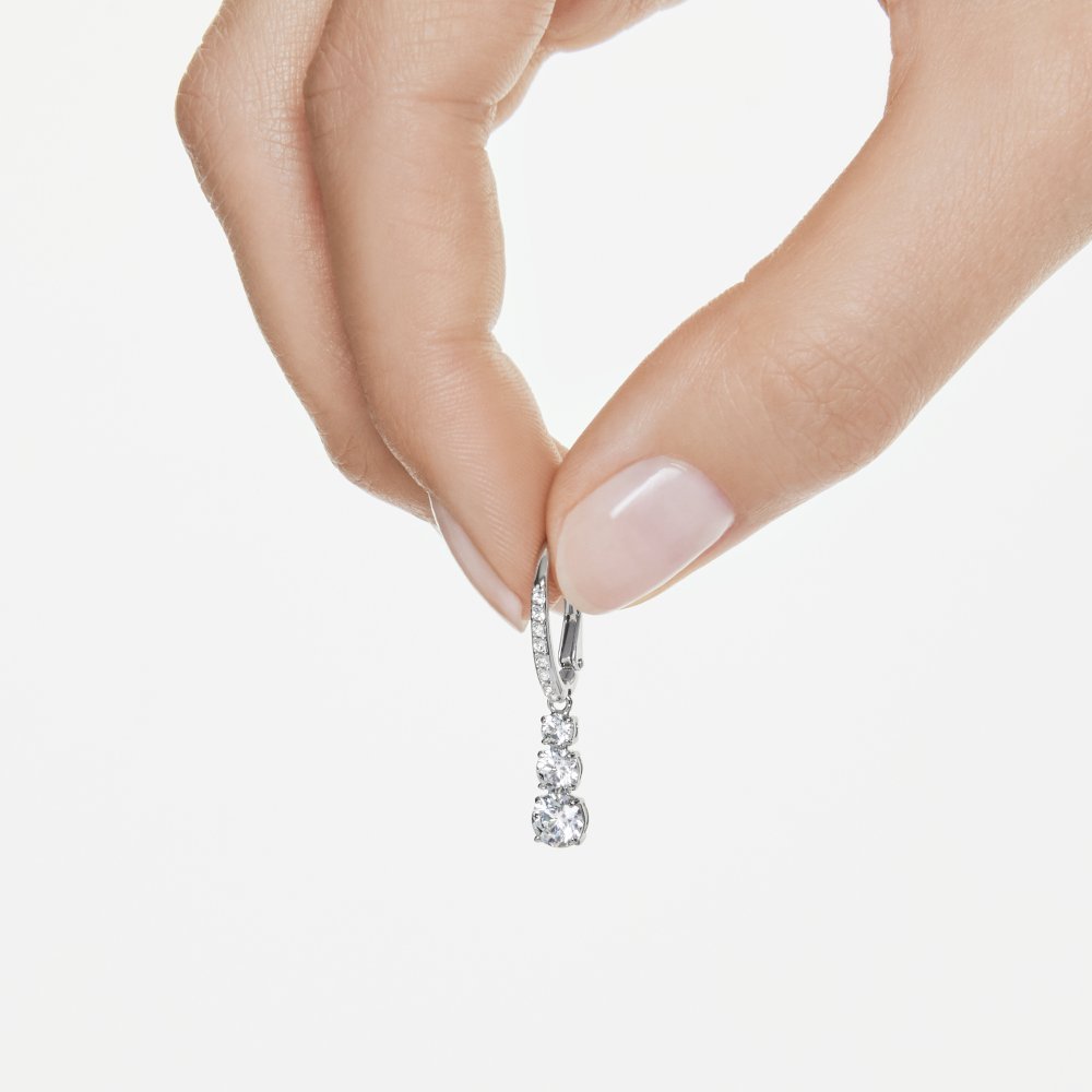 Swarovski - Orecchini Trilogy - Cristalli Bianchi - Placcato Rodio