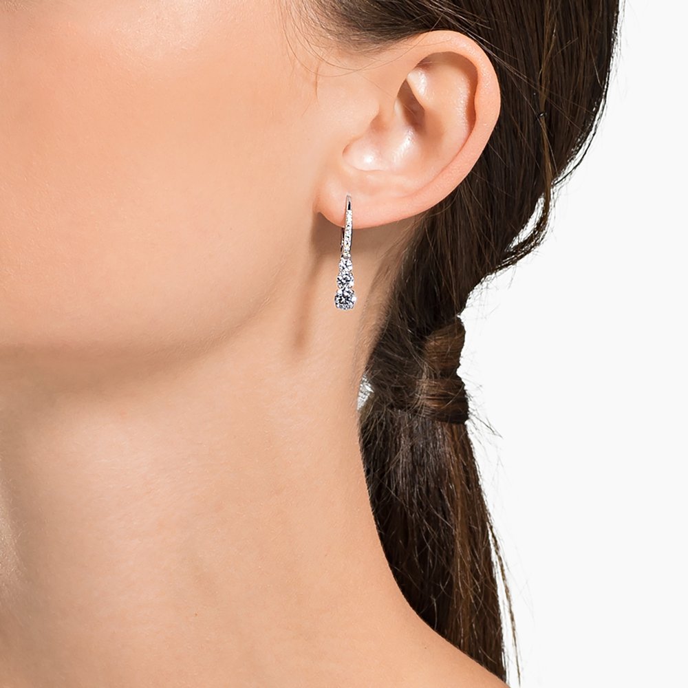 Swarovski - Orecchini Trilogy - Cristalli Bianchi - Placcato Rodio