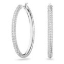 Swarovski - Orecchini A Cerchio Stone - Cristalli Bianchi - Rodio