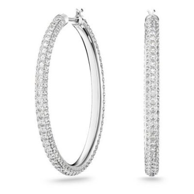 Swarovski - Orecchini A Cerchio Stone - Cristalli Bianchi - Rodio