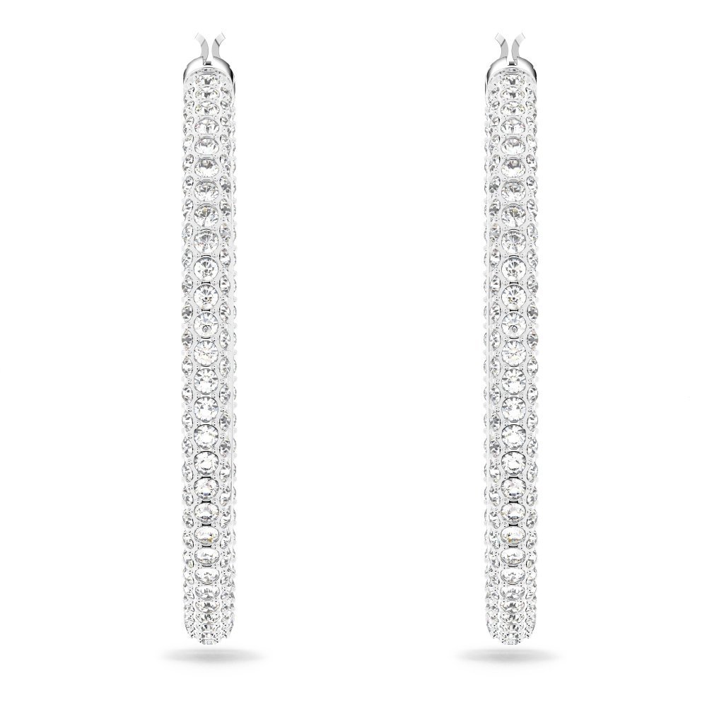 Swarovski - Orecchini A Cerchio Stone - Cristalli Bianchi - Rodio