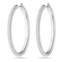Swarovski - Orecchini A Cerchio Stone - Cristalli Bianchi - Rodio