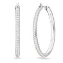 Swarovski - Orecchini A Cerchio Stone - Cristalli Bianchi - Rodio