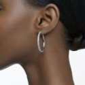 Swarovski - Orecchini A Cerchio Stone - Cristalli Bianchi - Rodio