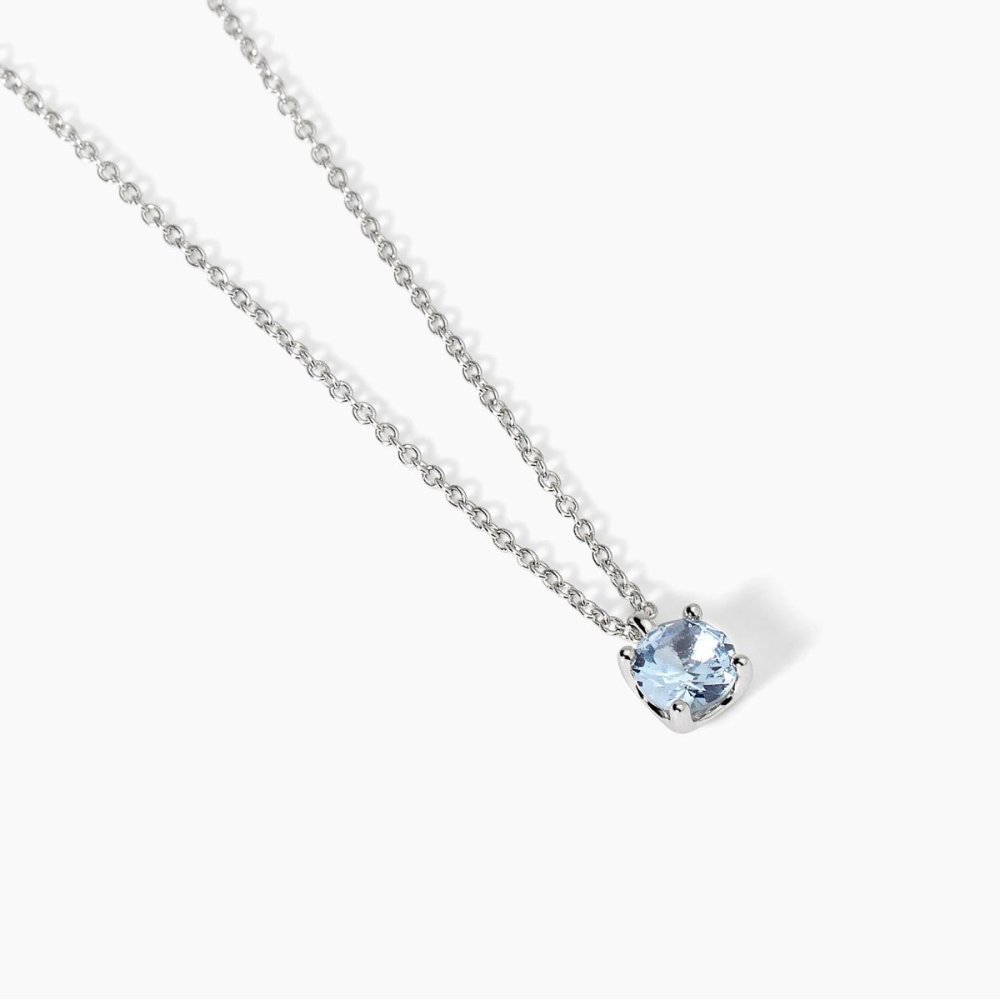 Mabina - Girocollo Argento 925 - Acquamarina Sintetica - Catena Forzatina