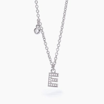 Mabina - Girocollo Argento 925 - Lettera E - Zirconi Bianchi