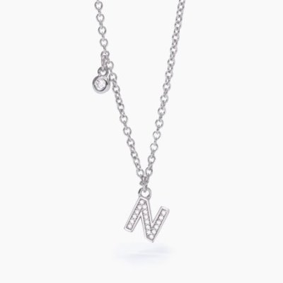 Mabina - Girocollo Argento 925 - Lettera N - Zirconi Bianchi