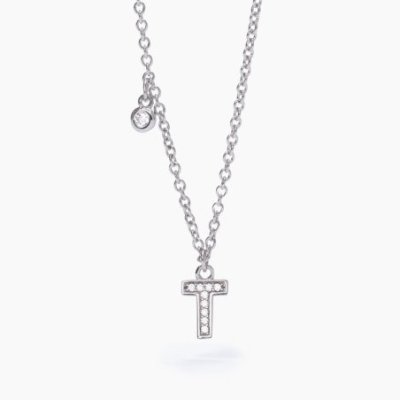 Mabina - Girocollo Argento 925 - Lettera T - Zirconi Bianchi
