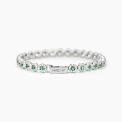 Mabina - Bracciale Tennis Argento 925 - Smeraldi Sintetici - Zirconi