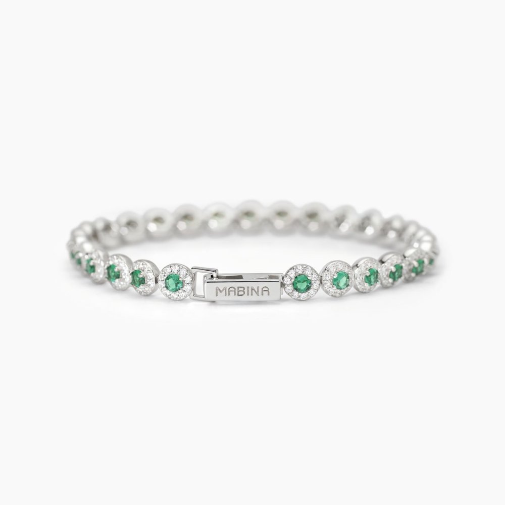 Mabina - Bracciale Tennis Argento 925 - Smeraldi Sintetici - Zirconi