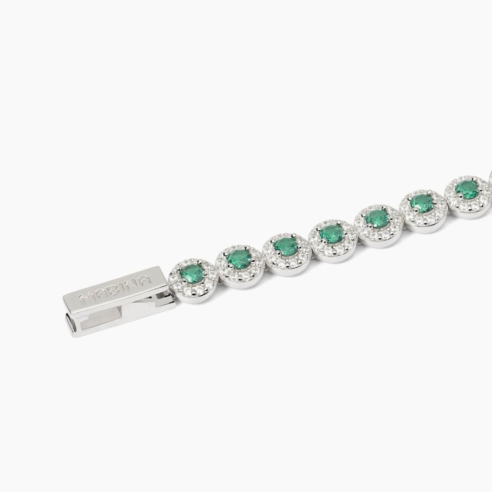 Mabina - Bracciale Tennis Argento 925 - Smeraldi Sintetici - Zirconi