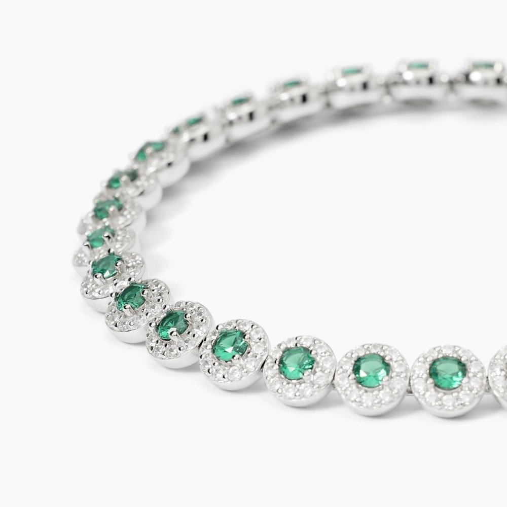 Mabina - Bracciale Tennis Argento 925 - Smeraldi Sintetici - Zirconi