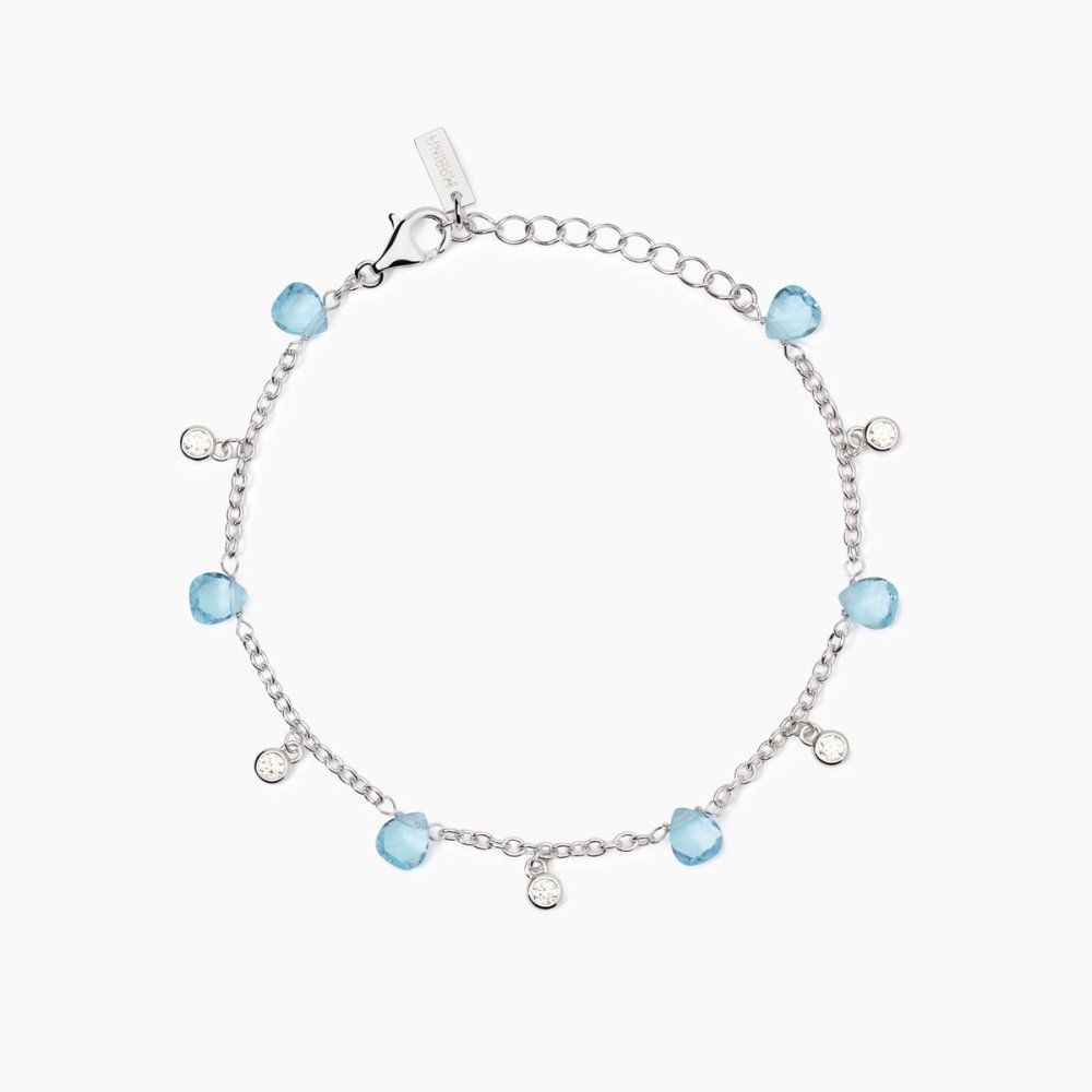 Mabina - Bracciale Argento 925 - Glass Azzurro - Zirconi