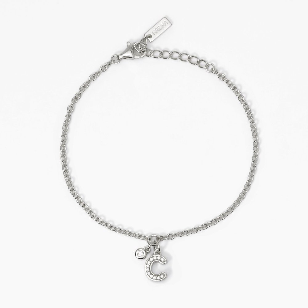 Mabina - Bracciale Argento 925 - Lettera C - Zirconi Bianchi