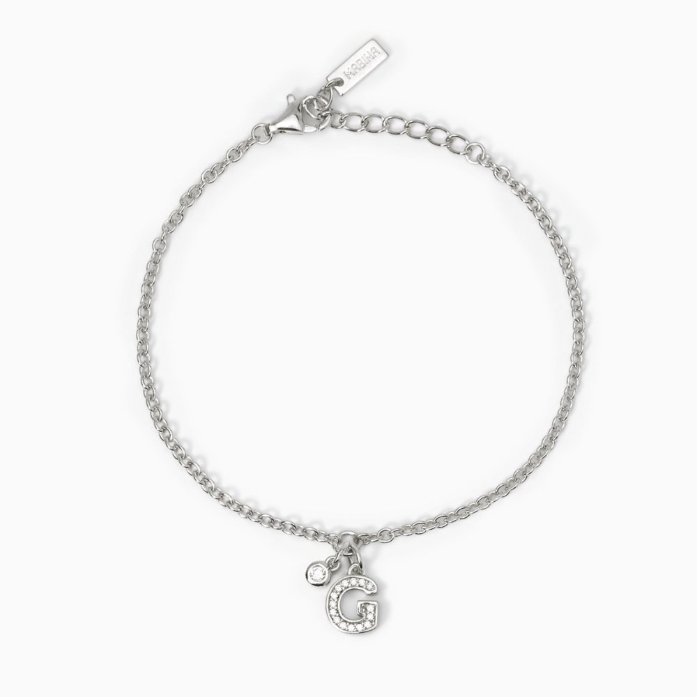 Mabina - Bracciale Argento 925 - Lettera G - Zirconi Bianchi