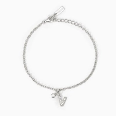 Mabina - Bracciale Argento 925 - Lettera V - Zirconi Bianchi