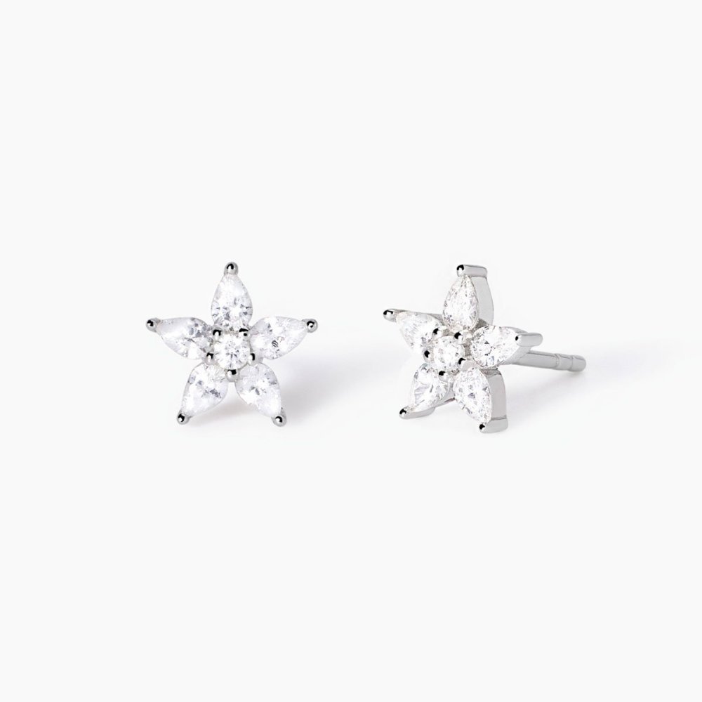 Mabina - Orecchini Fiore Argento 925 - Zirconi Taglio Goccia