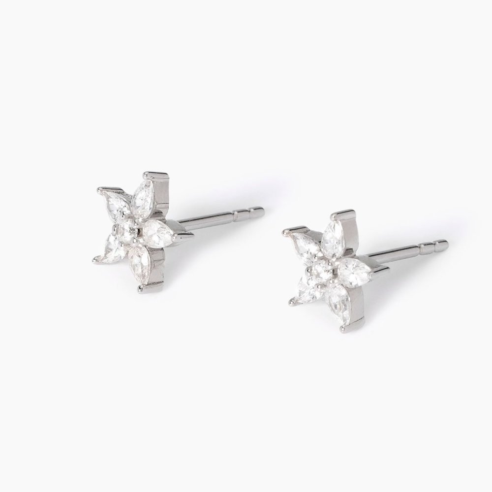 Mabina - Orecchini Fiore Argento 925 - Zirconi Taglio Goccia