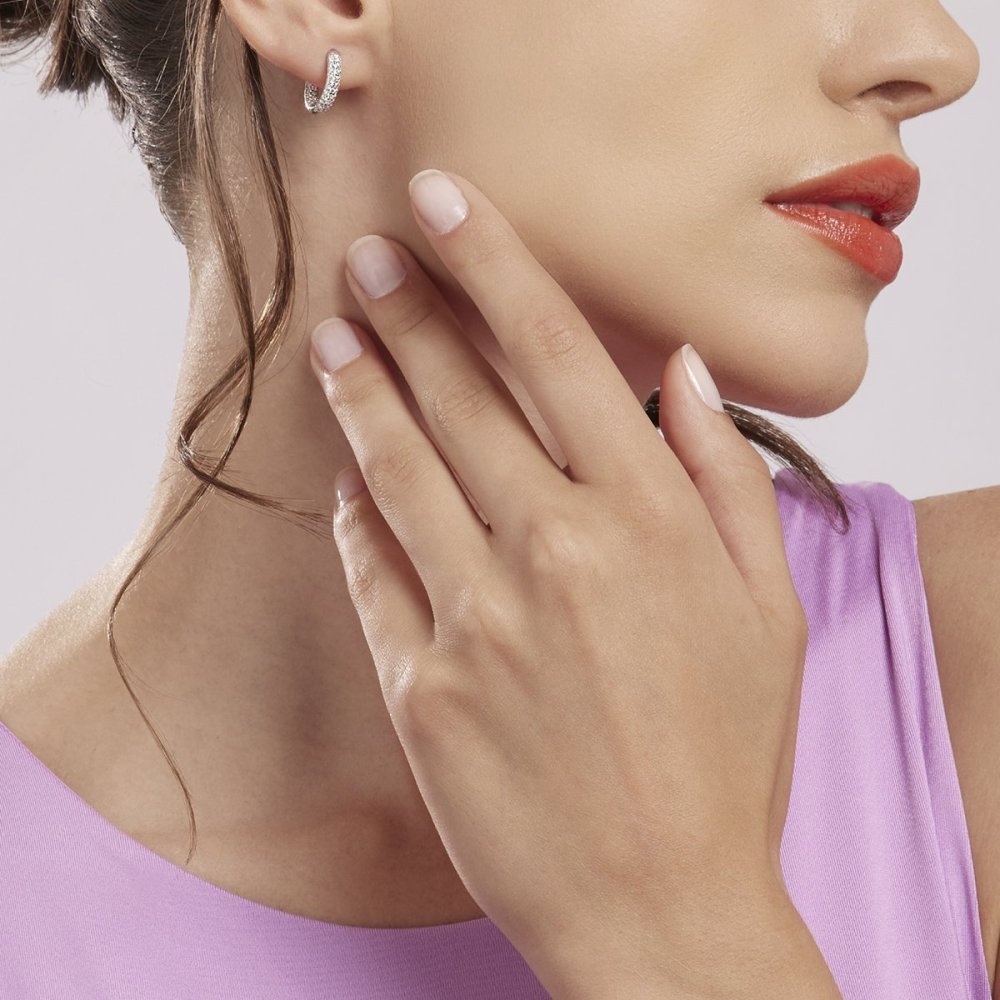 Mabina - Orecchini Cerchio Argento 925 - Zirconi - Ø1.25Mm