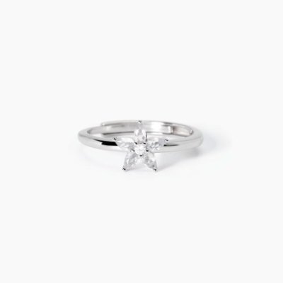 Mabina - Anello Argento 925 Fiore Zirconi - Misura Regolabile