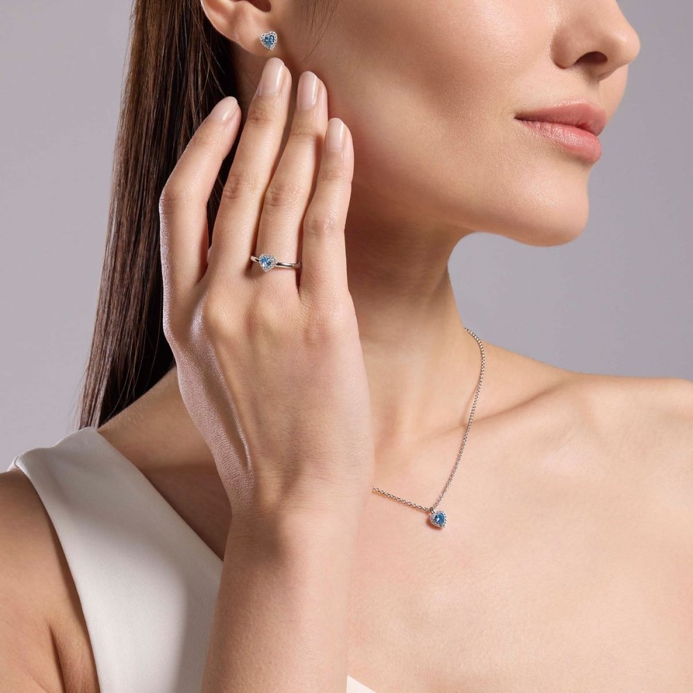 Mabina - Anello Argento 925 - Acquamarina Sintetica - Zirconi
