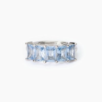 Mabina - Anello Argento 925 - Acquamarina Sintetica - Regolabile