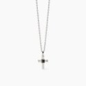 Mabina - Collana Argento 925 - Croce Zircone Nero - Catena Forzatina