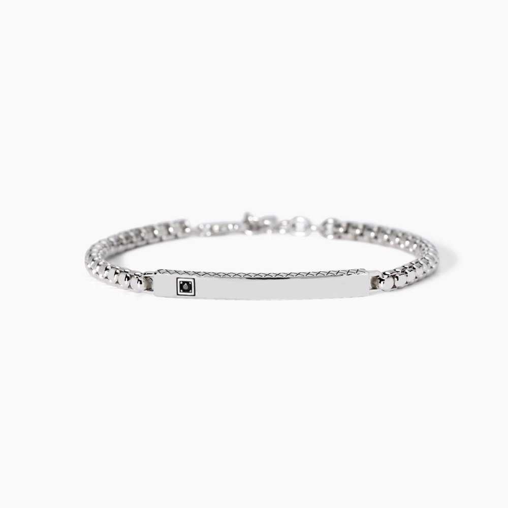 Mabina - Bracciale Argento 925 - Zircone Nero - Catena Veneta