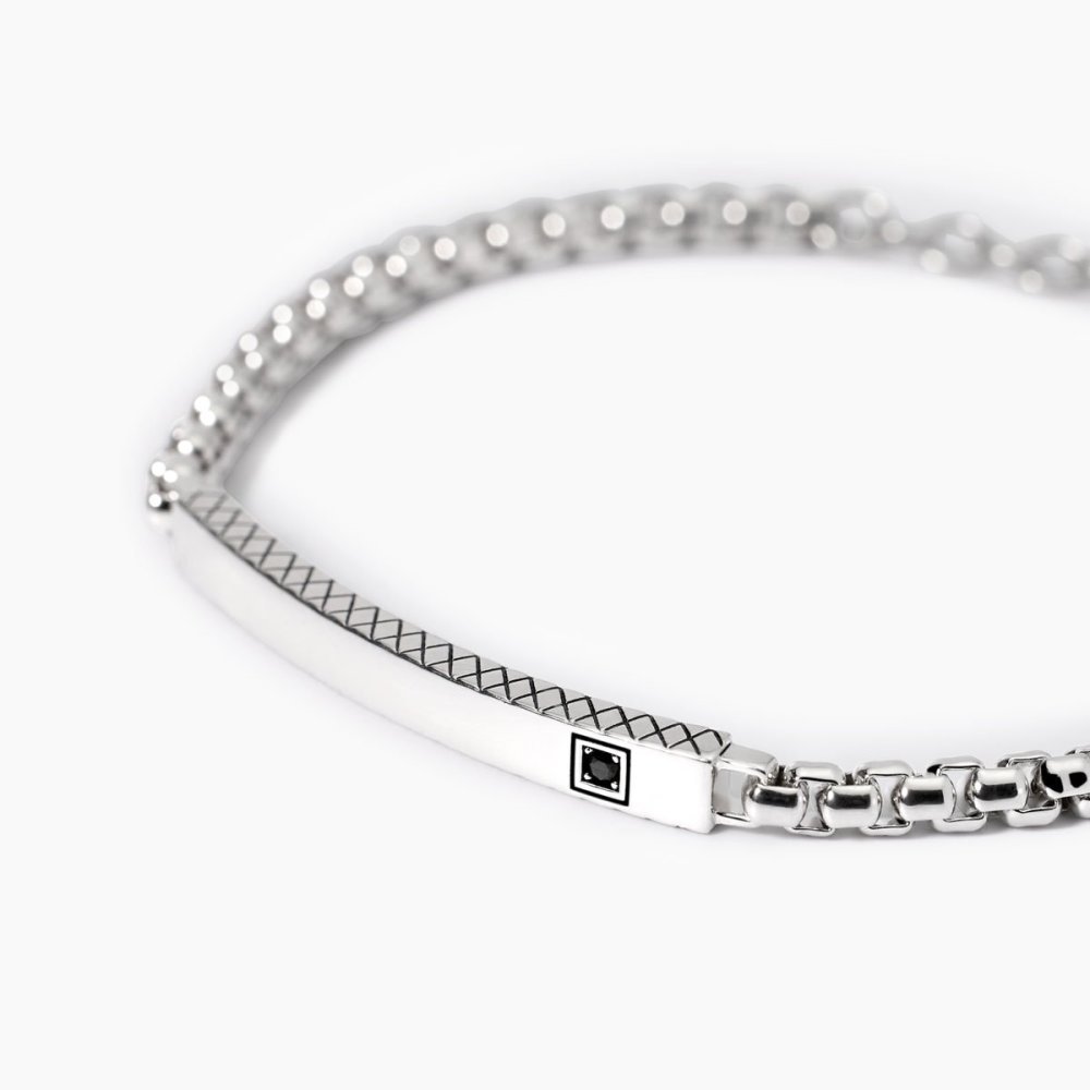 Mabina - Bracciale Argento 925 - Zircone Nero - Catena Veneta
