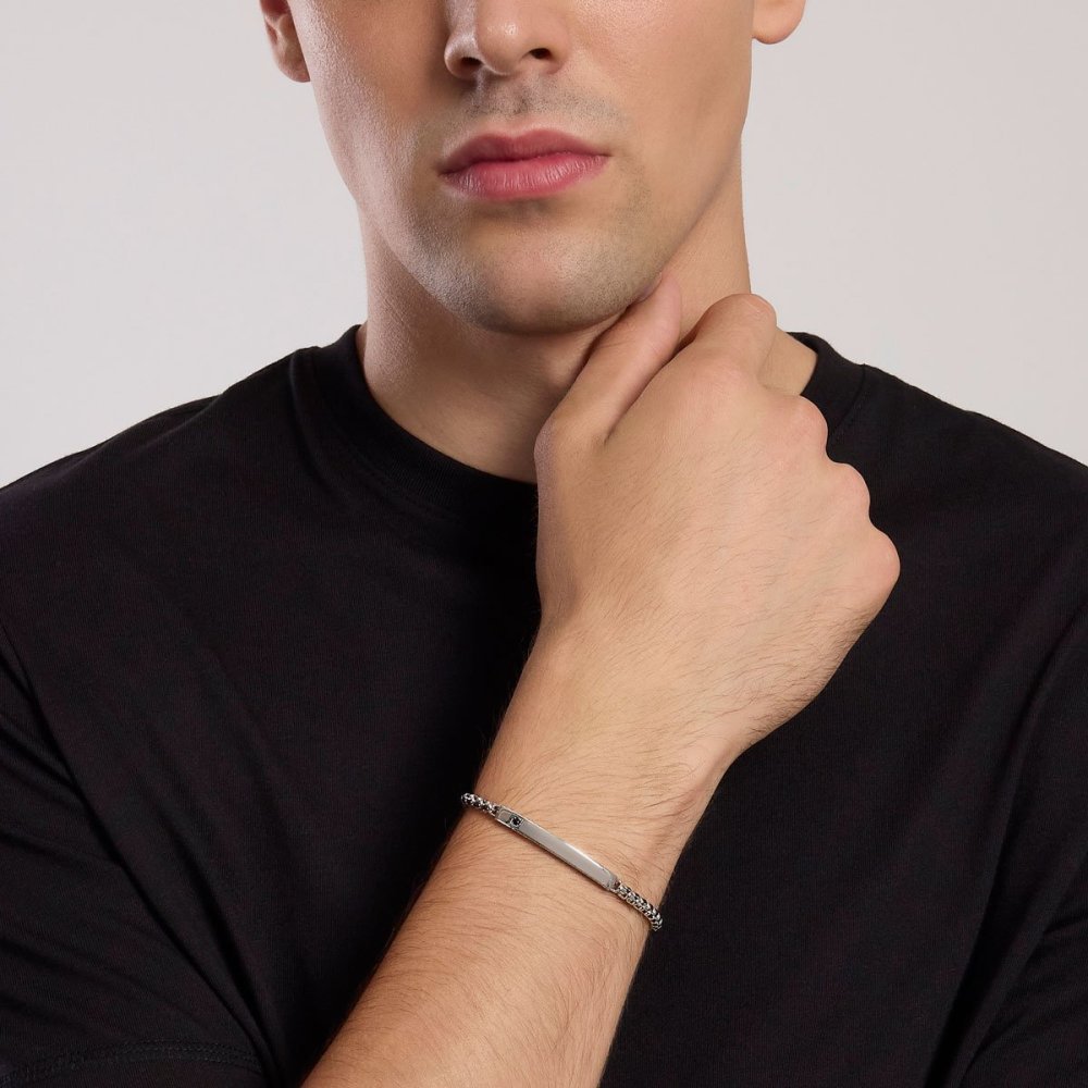 Mabina - Bracciale Argento 925 - Zircone Nero - Catena Veneta