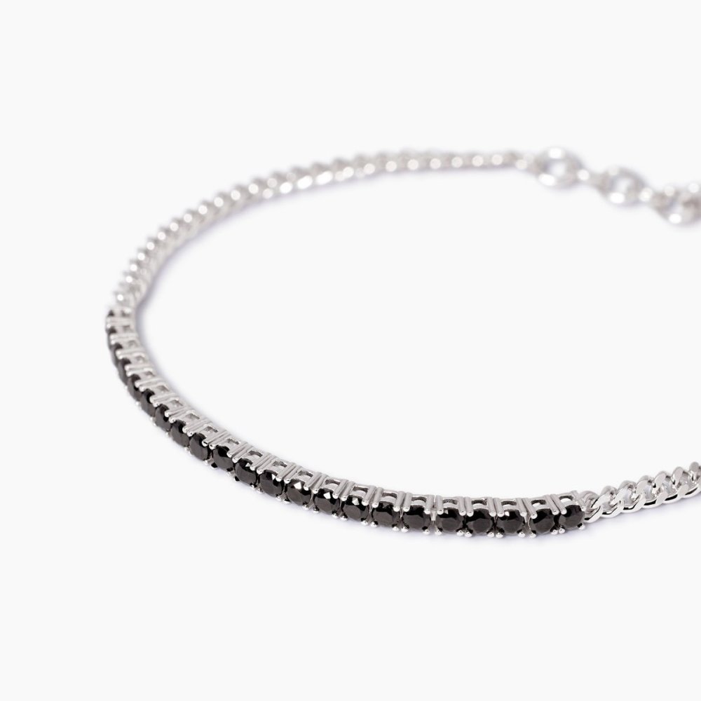 Mabina - Bracciale Tennis Argento 925 - Zirconi Neri - Regolabile