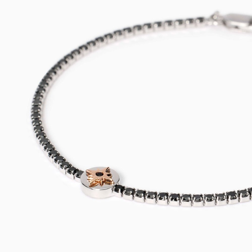 Mabina - Bracciale Tennis Argento 925 - Zirconi Neri - Rosa Dei Venti