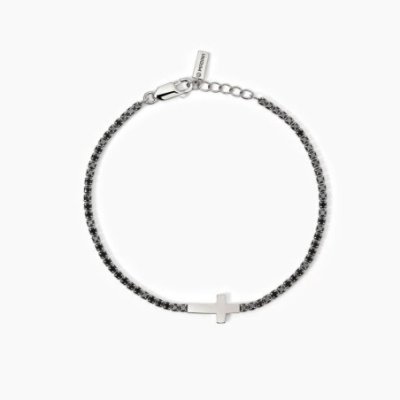 Mabina - Bracciale Tennis Argento 925 - Zirconi Neri - Croce