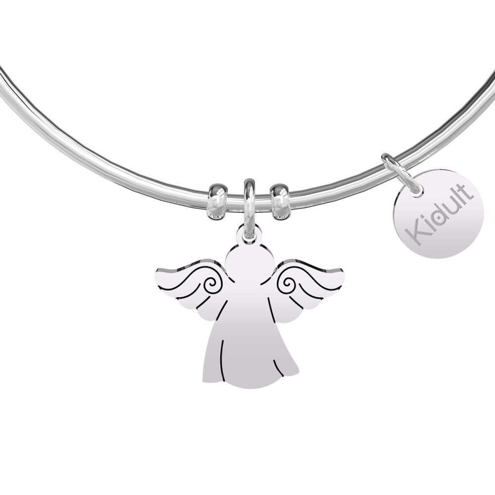 Kidult - Bracciale In Acciaio 316L - Cristalli - Ciondolo Angelo