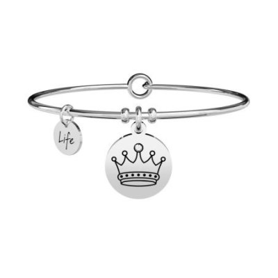 Kidult - Bracciale In Acciaio 316L - Cristalli - Ciondolo Corona