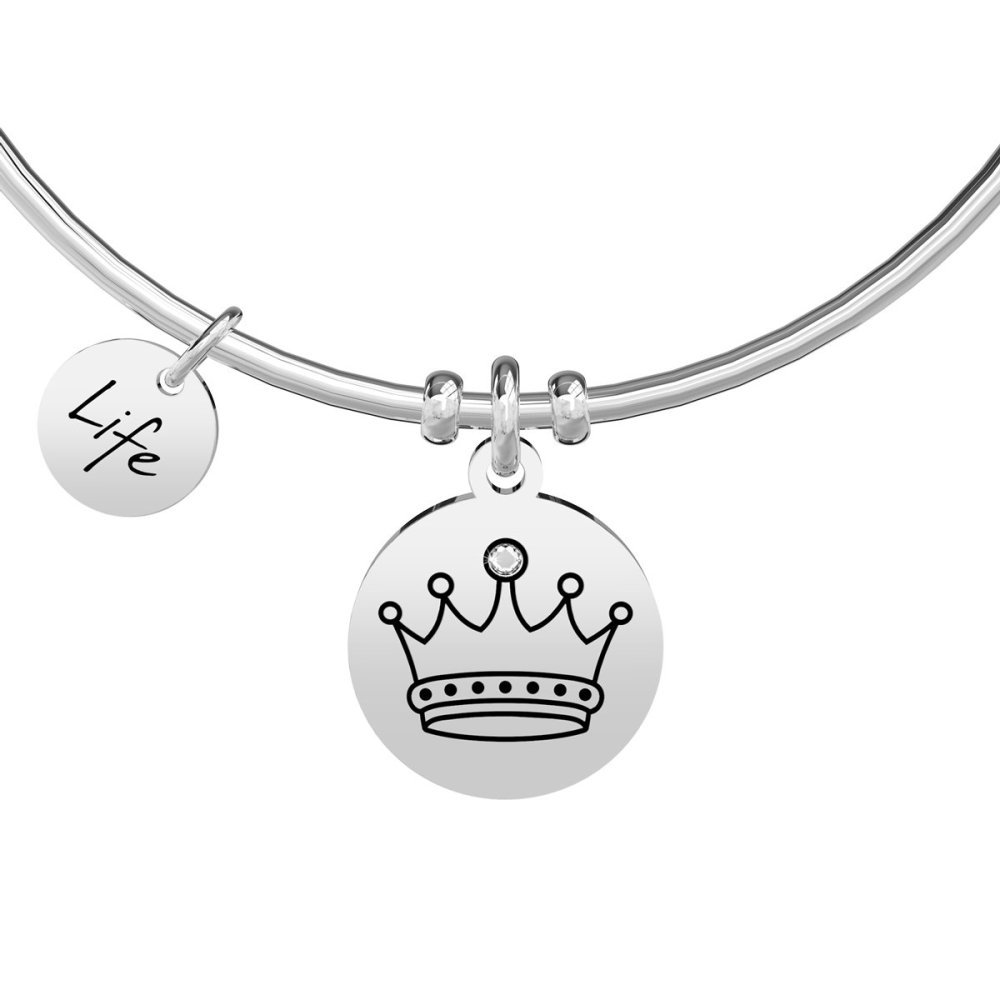 Kidult - Bracciale In Acciaio 316L - Cristalli - Ciondolo Corona
