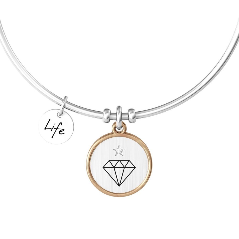 Kidult - Bracciale Bangle - Acciaio 316L - Pvd Rosé - Cristallo