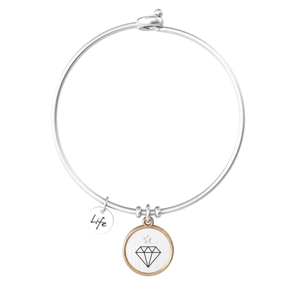 Kidult - Bracciale Bangle - Acciaio 316L - Pvd Rosé - Cristallo