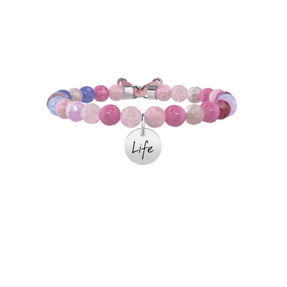 Kidult - Bracciale In Acciaio 316L - Agata Multicolor - Regolabile
