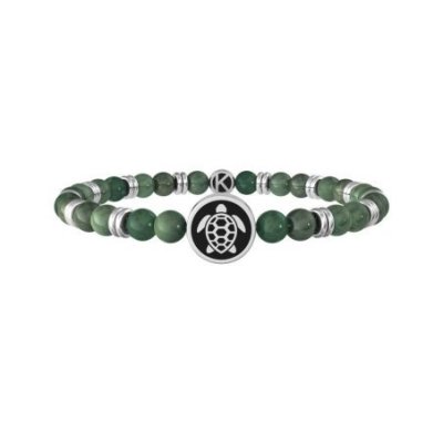 Kidult - Bracciale Giada Verde - Acciaio 316L - Ciondolo Tartaruga