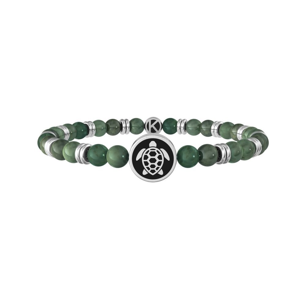 Kidult - Bracciale Giada Verde - Acciaio 316L - Ciondolo Tartaruga